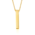 Polished gold rectangular bar pendant necklace on box chain for a sleek minimalist look - With Bead Chain 450x2mm / Gold
