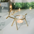 Nordic iron art deer tealight candle holder glass modern home decoration ornament tabletop - Reindeer Candlestick / Gold