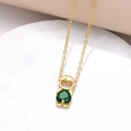 Golden boy pendant necklace featuring a vibrant green heart-shaped zircon crystal - Boy Style / 18K Gold / Green
