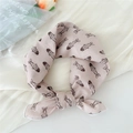 Pink cotton linen scarf with hand-painted fish prints and white rolled edges for women - Fish Apricot