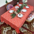 Waterproof rectangular Christmas tablecloth with red base and reindeer snowflake prints - 140*100 / Red