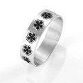 Bracciale rigido argento lucido con motivi floreali neri e bordo con perline - Bracciale stile floreale con strass neri in colore acciaio (Z346)