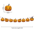 Banderole d'Halloween en papier avec citrouilles cartoon, longueur 3,5m pour décoration - WQWS-LQ10-Bannière de Lanterne de Citrouille à Expression