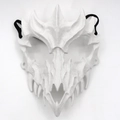 White dragon bone style Halloween half-face mask with textured skeletal details and strap - Dragon (White)