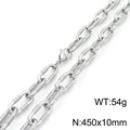 Silver stainless steel textured link necklace with lobster clasp, 450x10mm size - Necklace 45cm / Silver