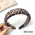 Brown leopard print padded headband in 3cm width with handmade fabric inner lining - 3cm Wide Headband / Light Leopard