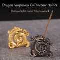 Mini-Räucherstäbchenhalter aus Legierung mit Drachenrelief für Zen-Heimaromatherapie - Bronze