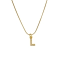 18k gold-plated brass snake chain necklace with sparkling zircon Letter L pendant - L