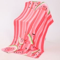 Watermelon stripe double-sided fleece beach towel with vibrant red and pink patterns - R-Watermelon Slices Pink Vertical Stripes