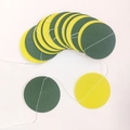 Dunkelgrüne und gelbe Papiergirlande als runde Hängedekoration für Partys und Feiern - Perle Dunkelgrün+Gelb