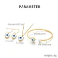 Detail of gold stainless steel jewelry set with evil eye shell pendants and white pearl - Heart Gold 3-Piece Set (KS192837-GC)