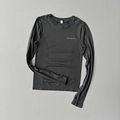 Dark grey long sleeve yoga top with thumb holes and breathable texture knit - S / Dark Gray
