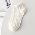 Calcetines tobilleros de algodón blanco estilo japonés con volantes y rombos - Talla única / Puro Algodón Diamante