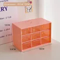 Pink 9-grid desktop organizer with transparent drawers and 18x9.8x12cm dimensions - Light Pink Storage Box (3#)