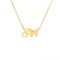 Golden stainless steel necklace featuring a butterfly and letter E heart pendant - Letter E