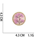 Detail eines 4,3 cm runden Kirschblüten-Patches mit Goldstickerei und 1,1 g Gewicht - 8# Rosa Baum (Rund)