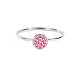 Minimalist silver stainless steel ring featuring a round pink crystal birthstone setting - US5 / July Rose Red - Silver