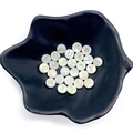 Natural white shell round beads with gold alphabet letters in a black ceramic bowl - Set of 26 Alphabet Letters