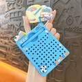Creative blue magnetic steel ball drawing board keychain featuring a cute penguin design - Blue Penguin