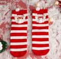 Christmas socks with festive red and white stripes and a 3D Santa Claus applique detail - One Size / Red White Stripe Santa