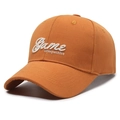 Ginger yellow baseball cap with white 3D letter embroidery and curved brim - Adjustable / Orange