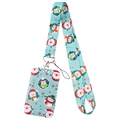 Detail of Christmas lanyard and card holder set with Santa and Penguin patterns - YZ31-110 Fresh Light Blue Cartoon Set