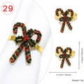 Detail view of candy cane Christmas napkin ring with red and green rhinestones and dimensions - Candy Cane Holly Style 29