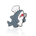 Spilla in smalto squalo chef con cappello e frusta, distintivo di gioielli animali alla moda - Squalo Chef (CC846)
