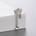 Silver titanium butterfly and moon stud earring with delicate hanging chain and charms - Moon Butterfly Style (A47-6# Single Piece)