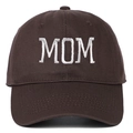 Detailed white MOM embroidery on dark brown cotton canvas baseball cap surface - Adjustable / MOM Embroidery / Coffee