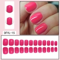 Short round rose pink glossy press-on nails set with 24 pieces and model hand display - Rose Pink (DFYL-15)