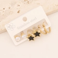Set of 3 gold stainless steel earrings featuring black star pendants and clear zircons - 2#Star