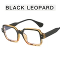 Square fashion sunglasses with thick black and leopard print mixed acetate frames - Black and Leopard Clear Lens