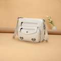 Borsa a tracolla minimalista bianco crema in ecopelle con tasche multiple a zip - Bianco