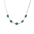 Collana a catena serpente d'argento vintage con cinque gemme ovali verdi per donna - Argento