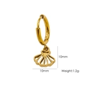 14K gold plated stainless steel hoop earring with 10mm fan shell pendant - E20 Hollow Scallop