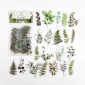 Green leaf botanical PET stickers for journaling with fern and eucalyptus motifs - Green Leaf Wonderland
