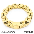 Bracciale bizantino da uomo in acciaio dorato con chiusura pieghevole, 250x13mm - 13mm Colore Oro (KB188541-KJX)