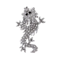 Vintage silver dragon brooch with white rhinestones and black gem eyes for suits - Silver/White Rhinestone
