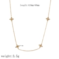 Detail view of 18k gold plated stainless steel clover necklace with crystal dimensions - Clover Rhinestone Necklace (TN3527)