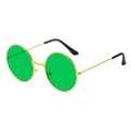 Retro-Rundsonnenbrille mit goldenem Metallrahmen und grünen Gläsern für Erwachsene - Goldrahmen Grün
