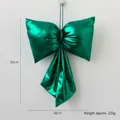 Metallic green Christmas bow hanging decoration, 35x30cm festive tree ornament - 30cm / Patent Leather Green