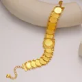 Bracciale con monete placcato oro 24k con motivi arabi e chiusura a moschettone regolabile - Bracciale a Filo Singolo con Monete Grandi
