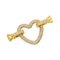 Gold-plated heart jewelry clasp with sparkling zircons for DIY pearl necklace making - VK274 Gold Heart Clasp