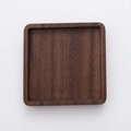 Square walnut wood coaster with rounded edges, minimalist design in 10x10cm size - Black Walnut Square Grooved 10cm