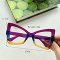 Rainbow gradient cat eye glasses frame for women with blue light blocking lenses - Purple Yellow Clear Lens