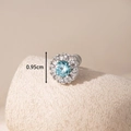 0.95cm blue zircon screw-back stud earring in silver titanium steel finish - Light Sea Blue Zirconia (Single Piece)