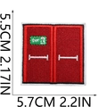 Close-up of red EXIT fire safety embroidered patch with detailed 5.5cm x 5.7cm dimensions - No.8-Emergency Exit