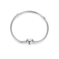Classic silver-plated 3mm snake bone bracelet with a polished heart-shaped clasp - 16cm / White K (Silver)