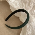 Dark green leather sponge headband with lychee texture and non-slip inner lining - Green